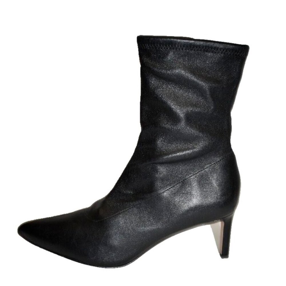 New! Veronica Beard Lexi Stiletto Pointy Toe Sock Bootie 9M Black Leather DD377 - Picture 3 of 7